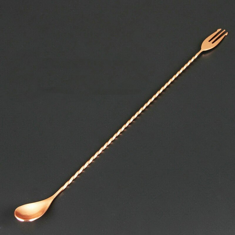 30CM          ũ   /30CM Cooper Bar Spoons  plated rose gold bar spoon reverse fork mixing bar spoon